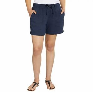 Nautica Women's Elastic Drawstring Linen NWT Blend Pull-On Shorts Blue Large